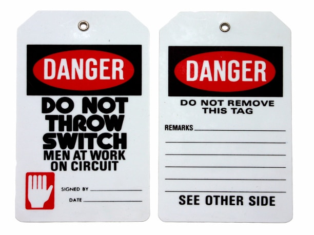 Lockout/Tagout tags